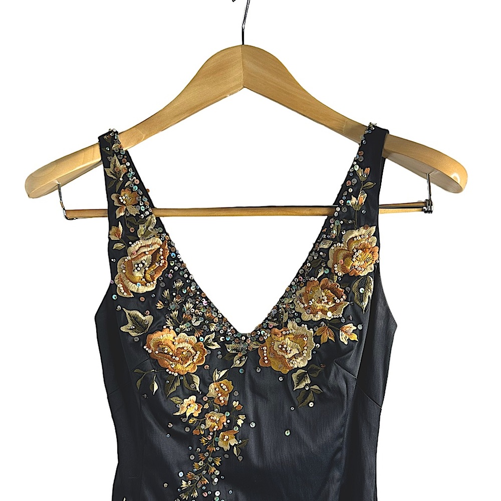 Midnight blue dress. Vintage, one of a kind. Hand beaded. Size 2